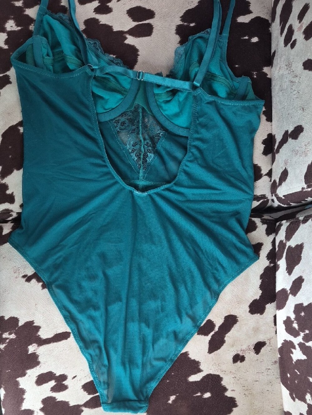 VS Teal Lace Mesh Bodysuit - Picture 2 of 5